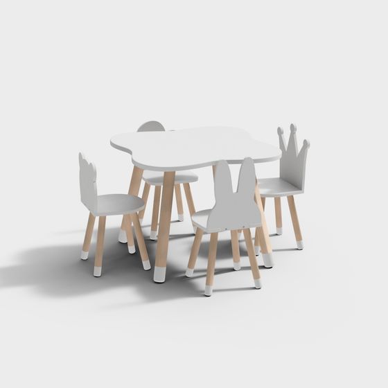 Fairy Tale Table and Chair 3D Model for Kids