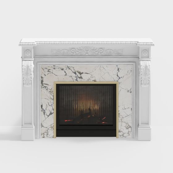Classical Marble Fireplace 3D model