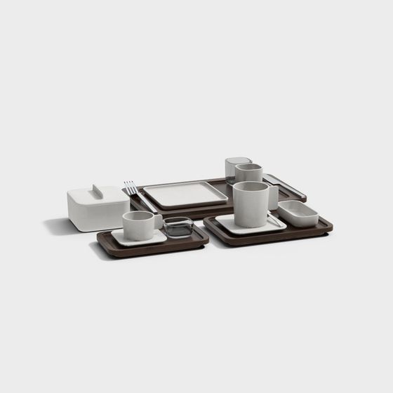 Minimalist Dining Set 3D model