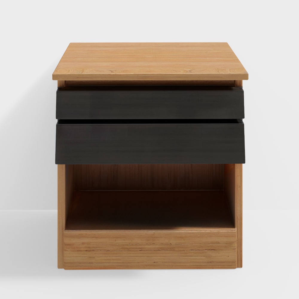 Elphi Urban Teak Bedside Table with Grey Foil