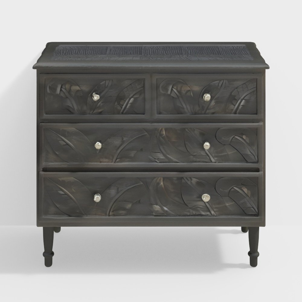 Elisa Solid Wood Chest of 4 Drawers in Antique Grey