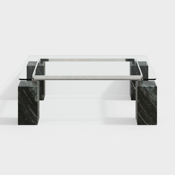 Urban Marble Coffee Table 3D Model – Minimalist Black Marble