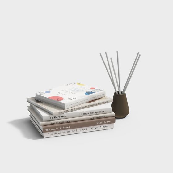 Tranquil Book Stack and Aromatherapy 3D model