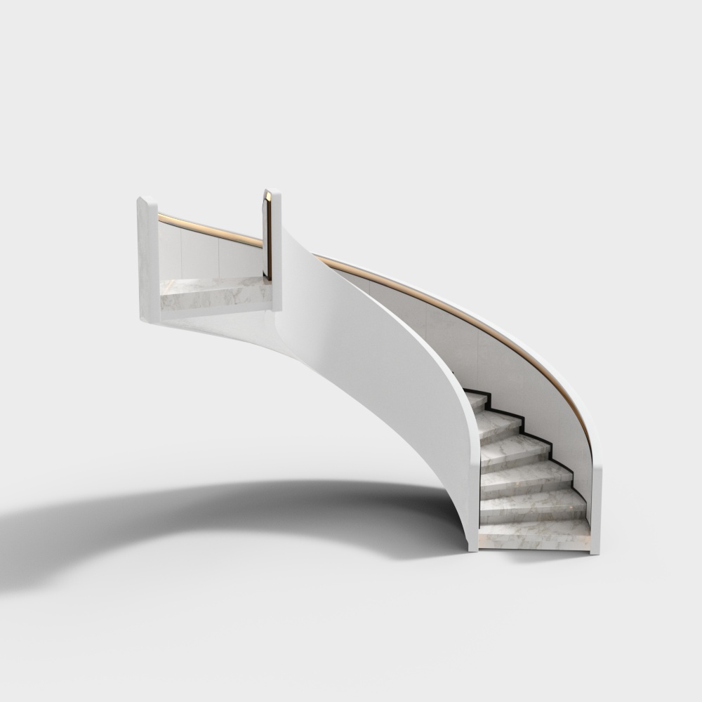 Elegant Low-Poly Curved Staircase 3D model