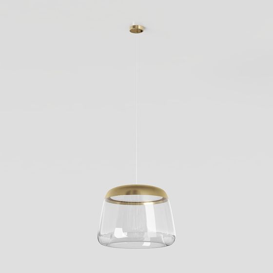 Glass Golden Ring Chandelier 3D model