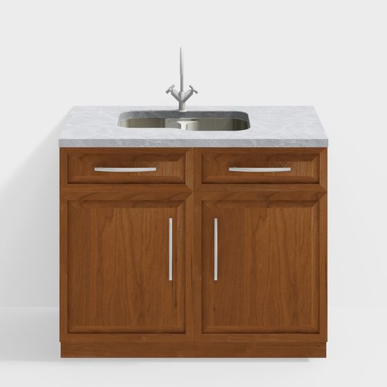 Elegant Low-Poly Bathroom Cabinet 3D model
