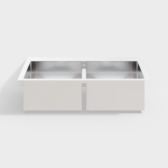 Minimalist Double Bowl Stainless Steel Sink 3D model