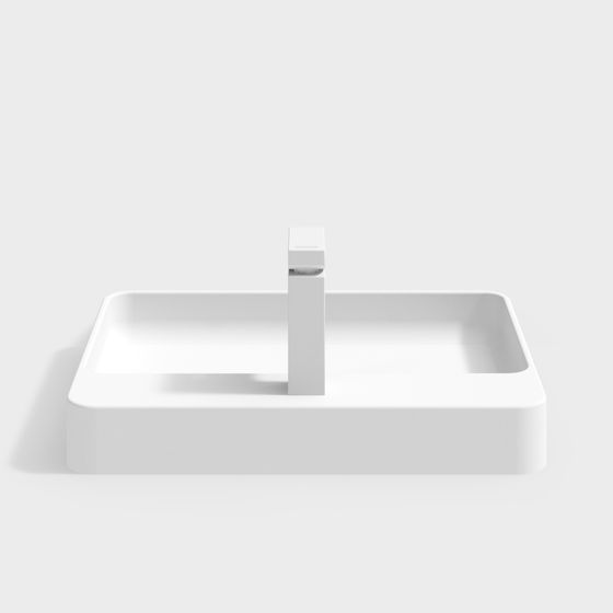 Minimalist Square Sink 3D Model for Creative Projects
