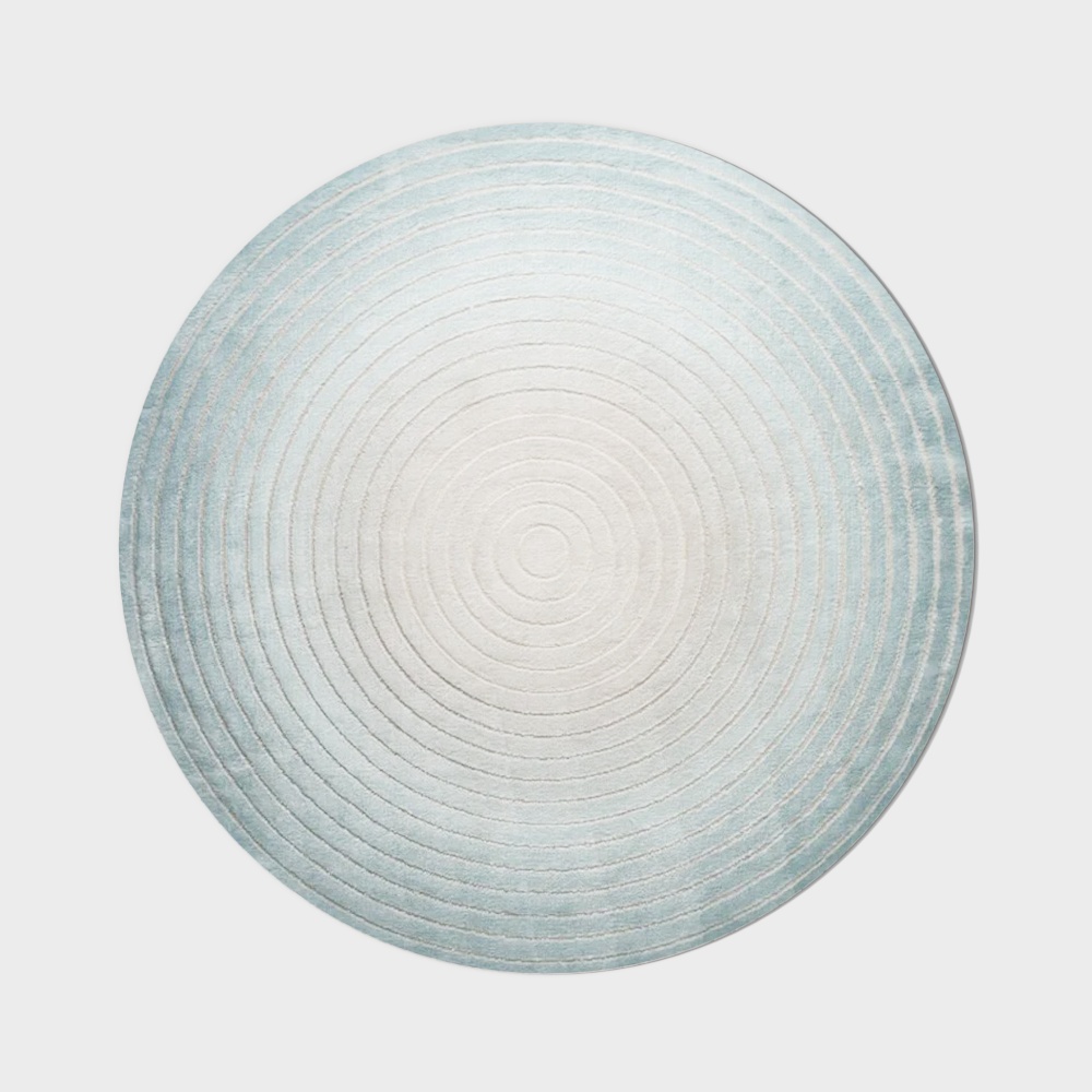 Modern Living Room Round Blue Gradient Carpet