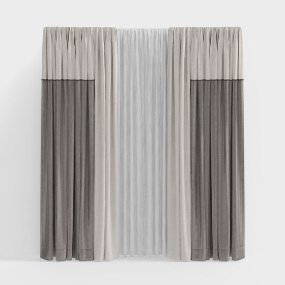 Elegant Low-Poly Curtain 3D model for Contemporary Spaces