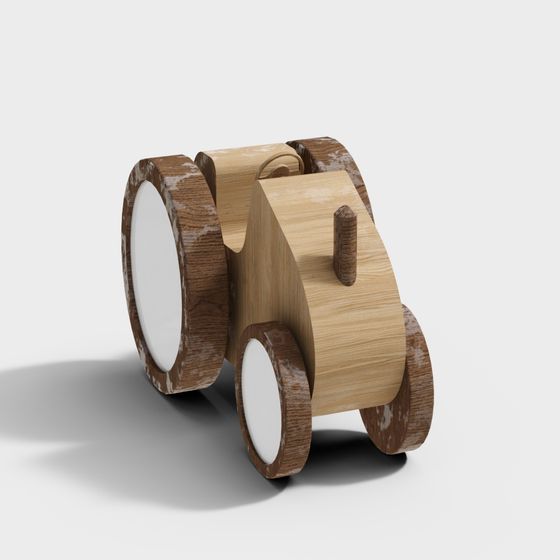 Charming Wooden Toy Car 3D model
