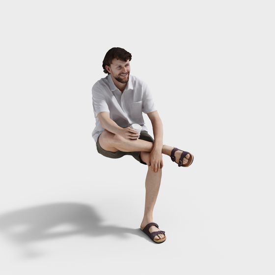 Man Drinking While Sitting