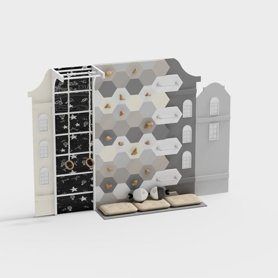Hexagon Climbing Wall 3D model for Children