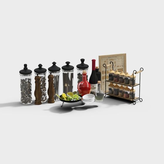 Vintage Spice Rack 3D model for Modern Kitchens