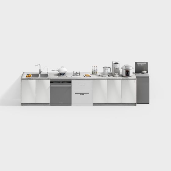 Modern Low-Poly Kitchen 3D Model Design