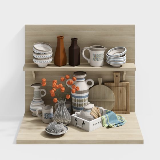 Cozy Kitchen Shelf 3D model