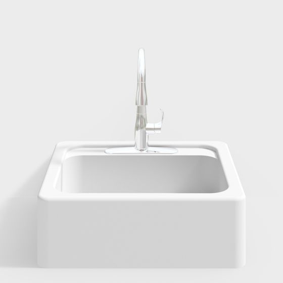 Square Sink 3D model for Modern Interior Design