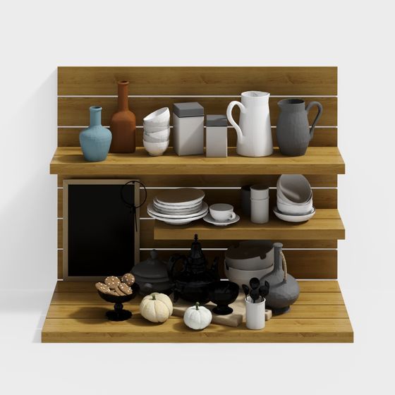 Rustic Kitchen Display Rack 3D model