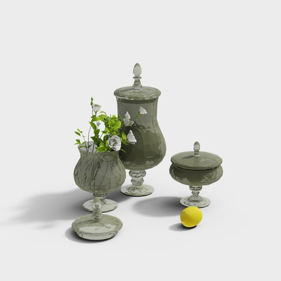Stylish Glass Vase Set 3D model