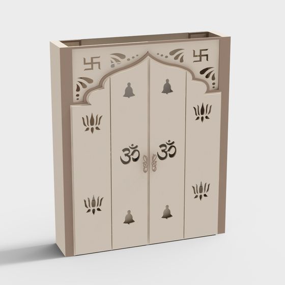 Intricately Designed Indian Style 3D Model Door Panel