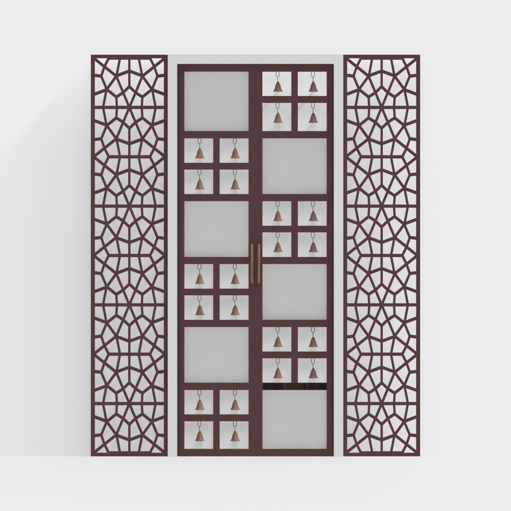 Geometric Elegance Screen 3D Model – Minimalist Dark Brown Design