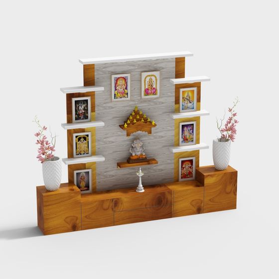 Stylish Indian Altar Low-Poly 3D Model for Design Projects