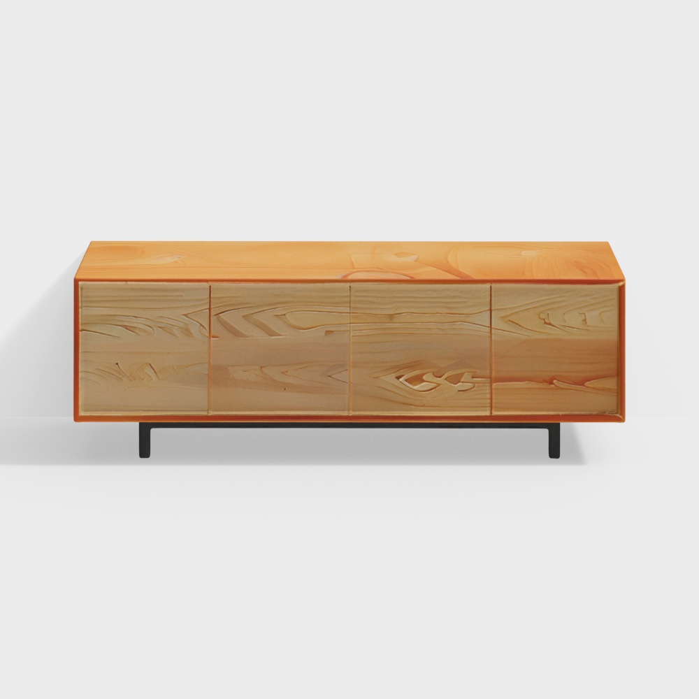 Wood Grain TV Cabinet 3D Model – Low-Poly Wood Texture
