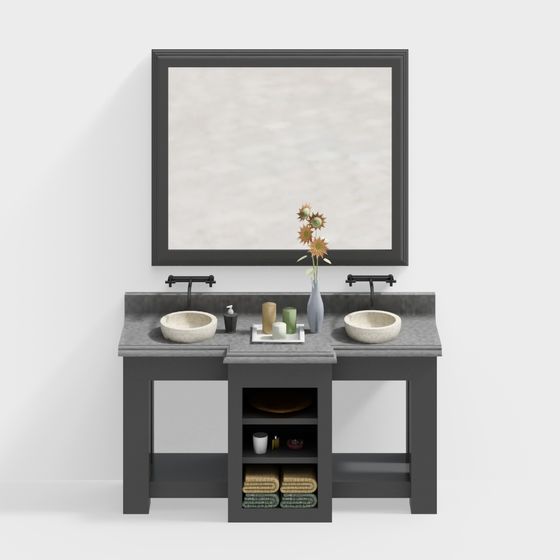Dual Sink Bathroom Vanity 3D model