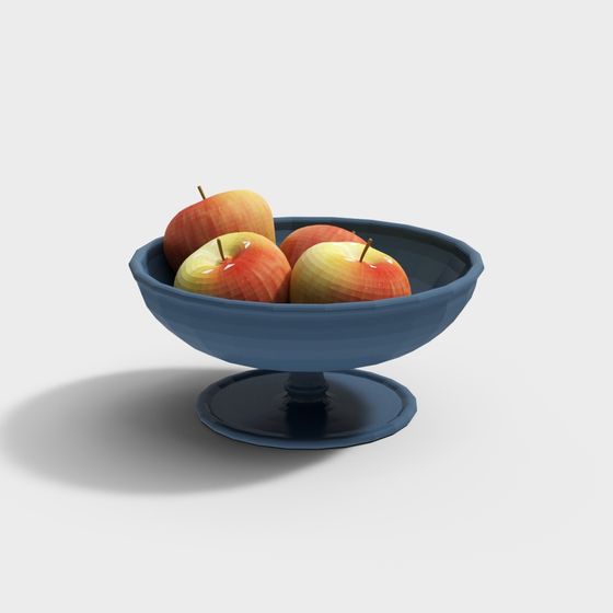 Stylish Low-Poly Fruit Bowl 3D model