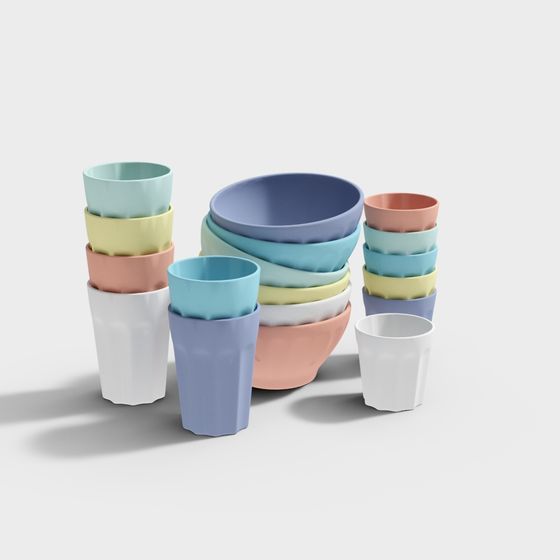 Colorful Dinnerware Set 3D model