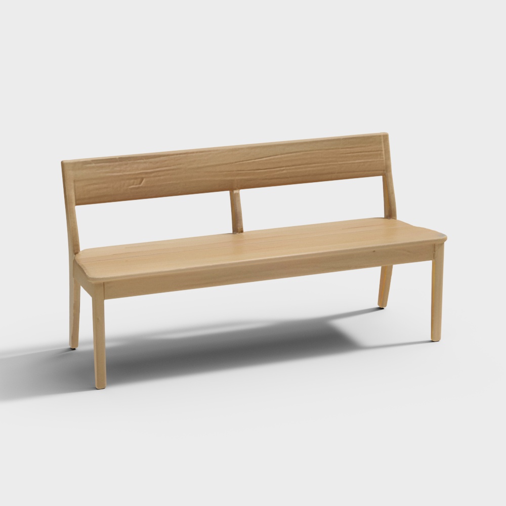 Stylish Urban Bench 3D Model – Minimalist Wood Design