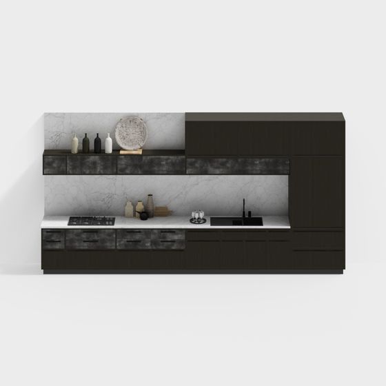 Sleek Modern Kitchen Cabinet 3D Model