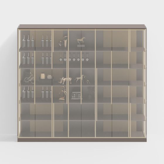 Elegant Glass Display Cabinet 3D model for Modern Spaces
