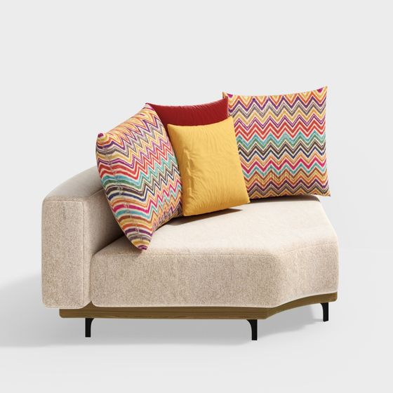 Stylish Low-Polygon Sofa 3D Model