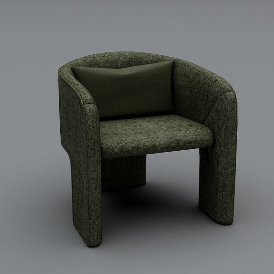 Elegant Low-Polygon Green Chair 3D model