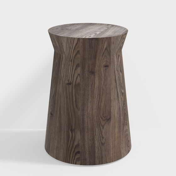 Stylish Low-Polygon Wooden Stool 3D model