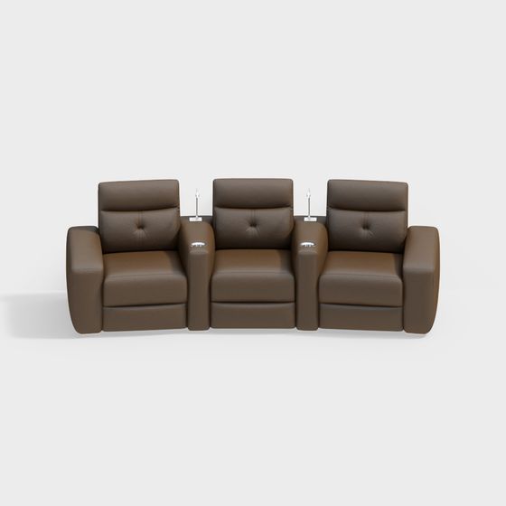 Elegant Brown Low-Polygon Sofa 3D model