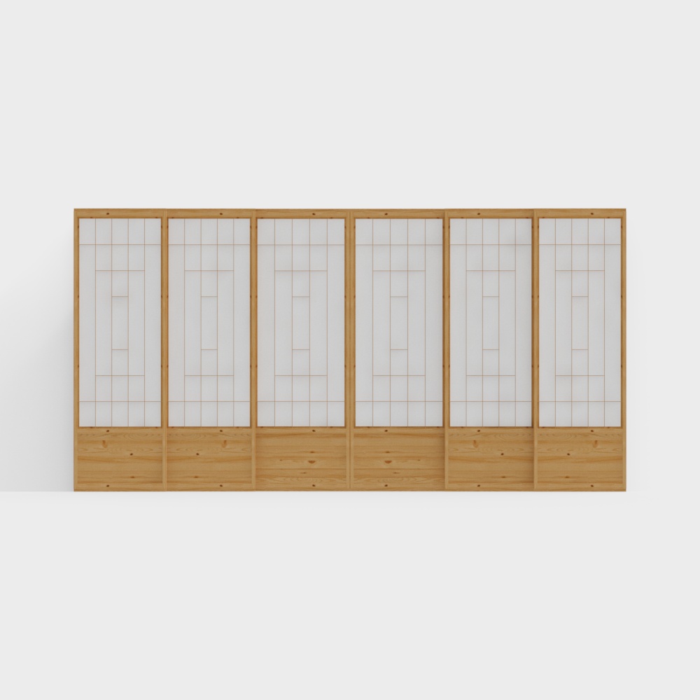 Japanese Shoji Screen 3D Model – Light Wood & Paper