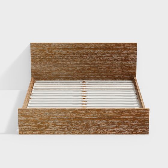 Stylish Wooden Bed Frame 3D model