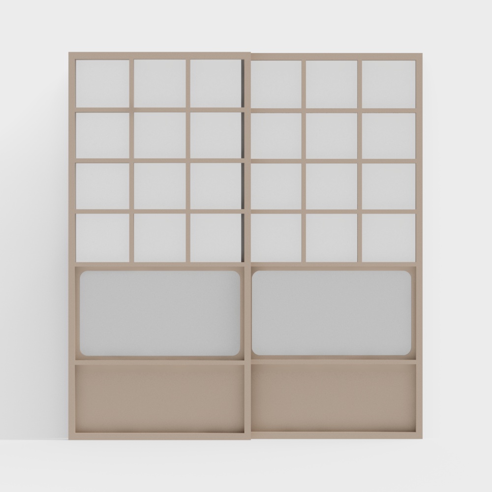 Modern Grid Screen 3D Model – Low-Poly Wooden Divider