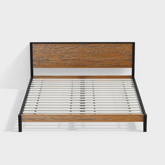 Elegant Low-Poly Bed Frame 3D model