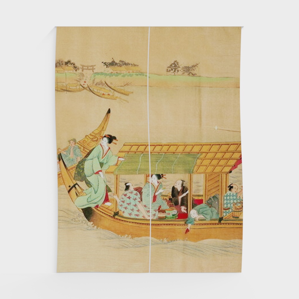 Ethereal River Journey 3D Model – Traditional Wooden Boat