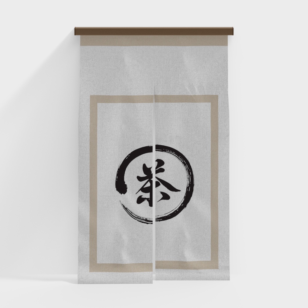 Elegant Tea Curtain 3D Model – Minimalist Japanese Design