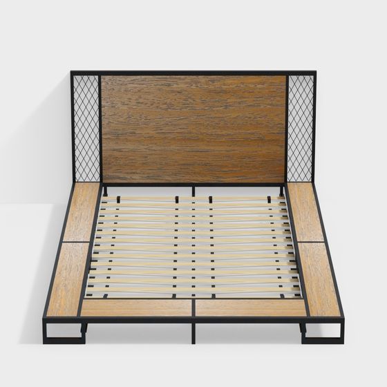 Modern Minimalist Bed Frame 3D model for Contemporary Spaces