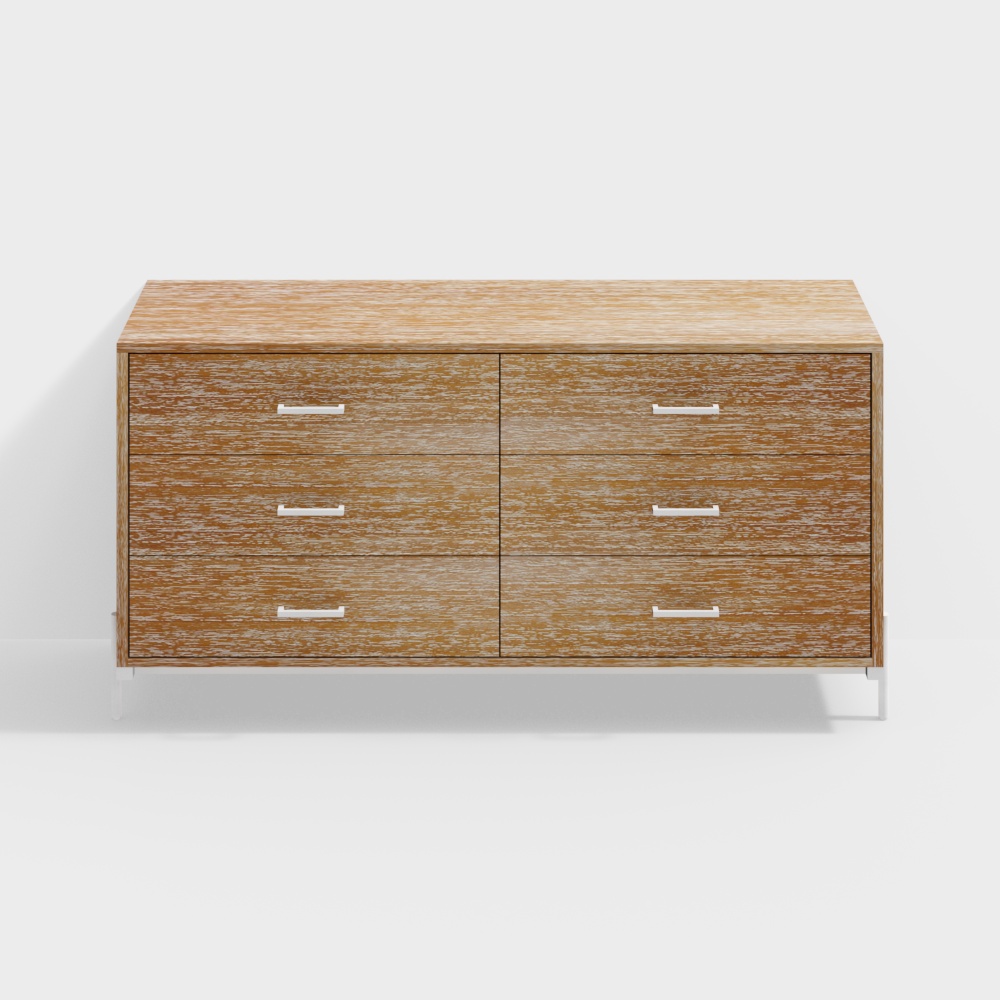 伊連納金屬框六抽屜梳妝台（白色）