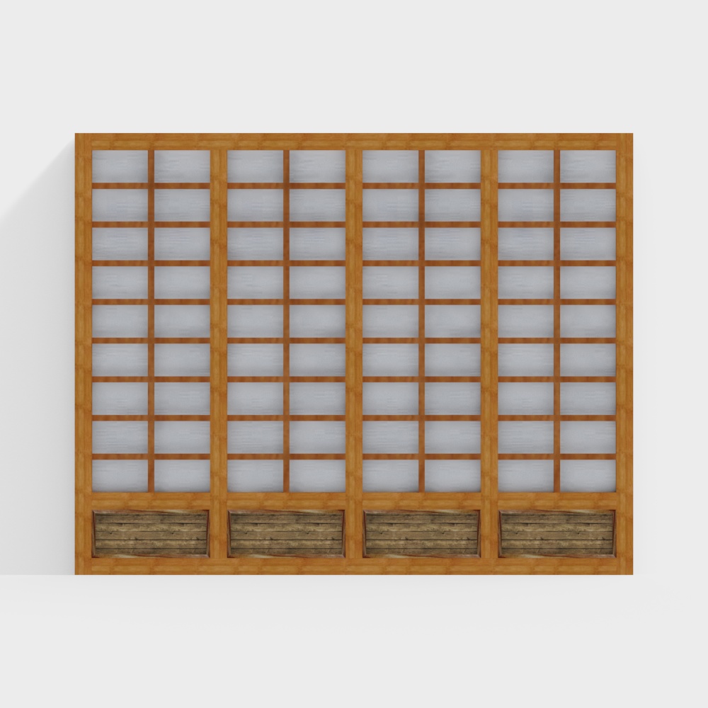 Elegant Low Polygon Wooden Door 3D Model – Wooden & Glass