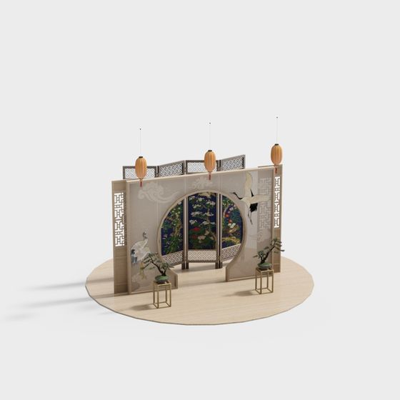 Chinese-Style Live-Stream Room Backdrop