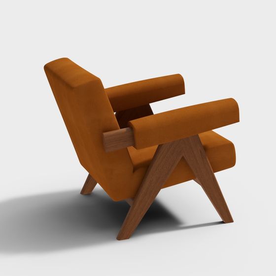 Квадратное диван-кресло с деревянными подлокотниками