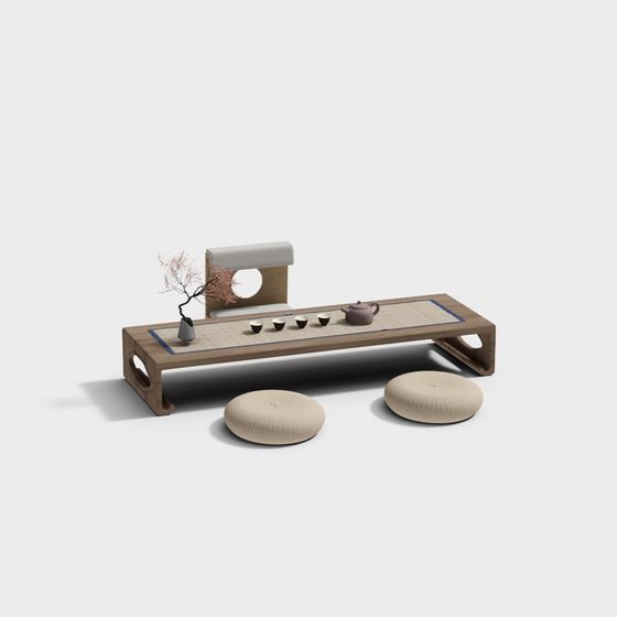 Elegant 3D Tea Table Set Model for Tranquil Spaces