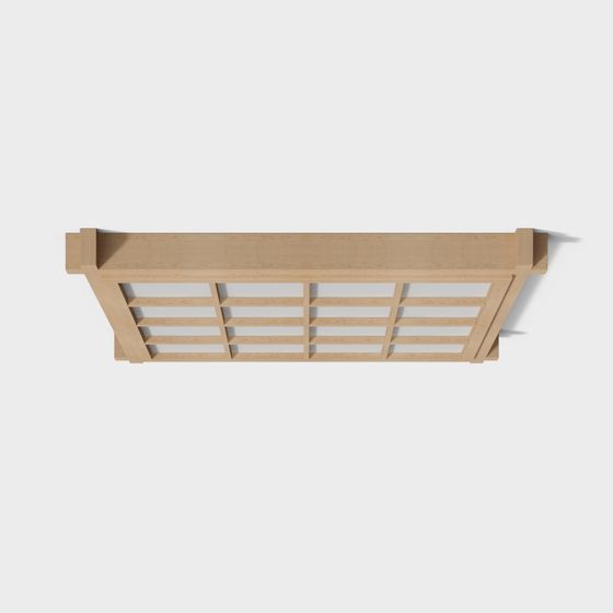Elegant Wooden Louvered Window 3D Model